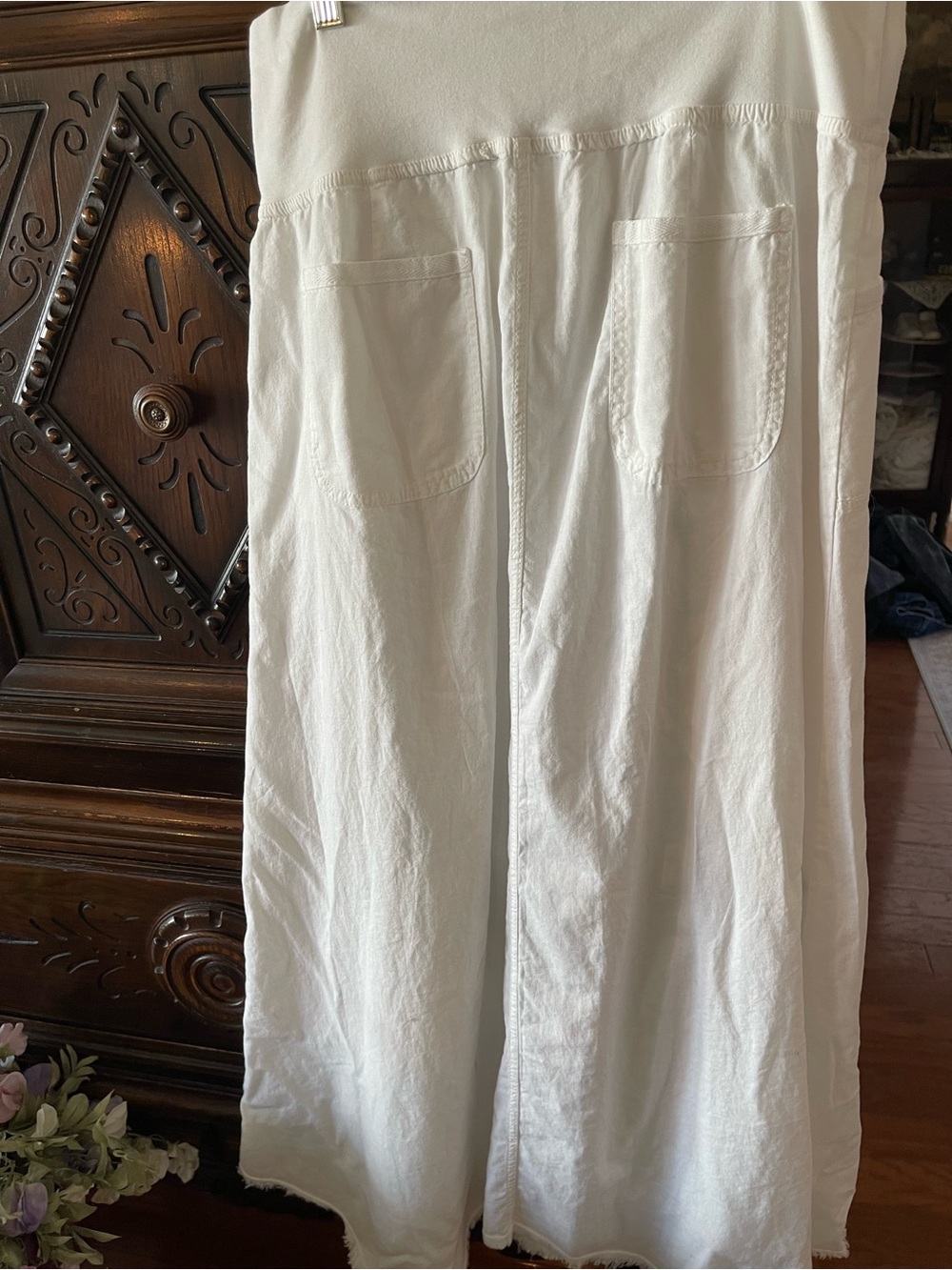 NWT XCVI White linen Maxi A-Line Skirt with Pockets - Picture 2 of 4